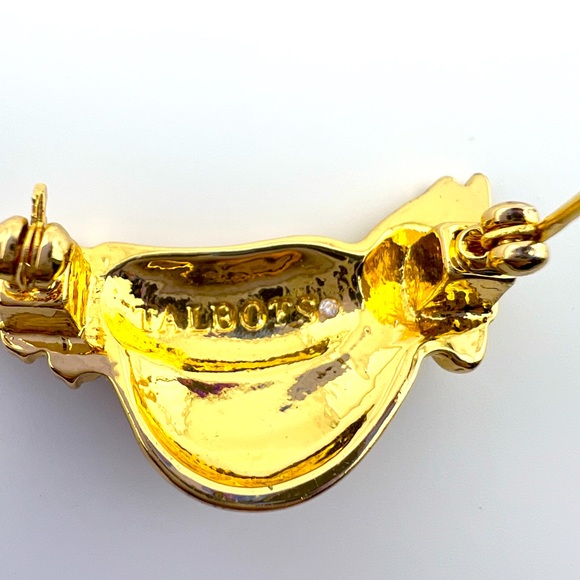 Talbots Red Rhinestone Gold Toned Cardinal Brooch - Picture 4 of 7